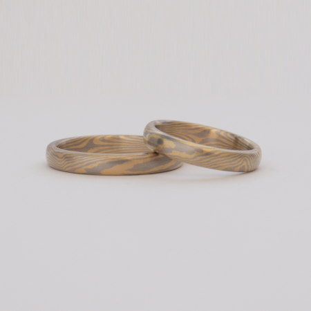 Schmale Mokume Gane Eheringe